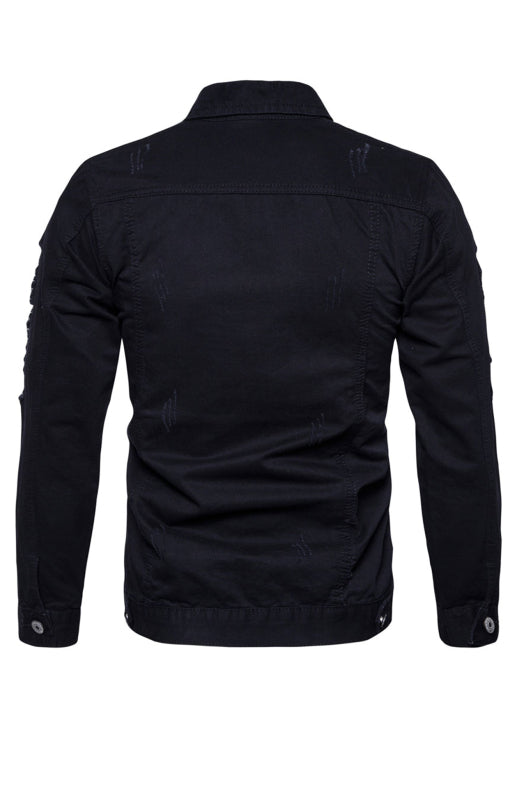 Men's Ripped Jacket Coat Fashion Lapel Jacket