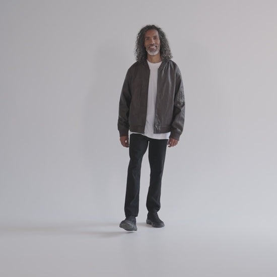 Faux Leather Bomber Jacket - Threadfast Apparel 395J.mp4