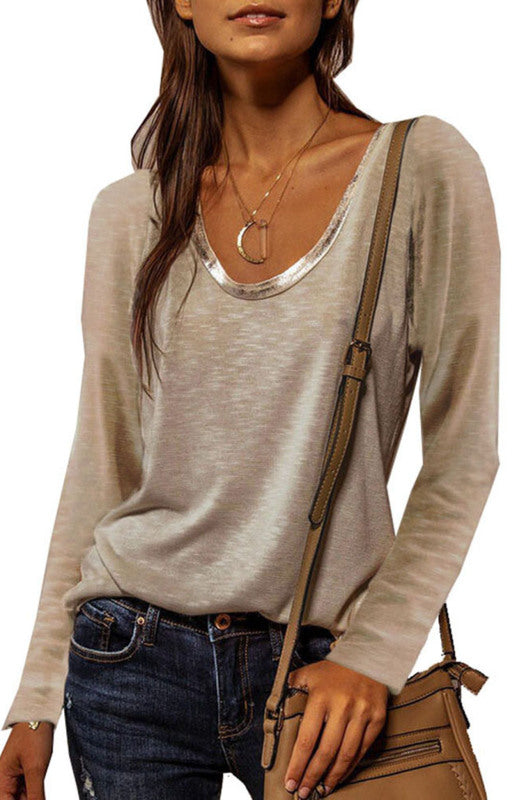 Women's Colorful Long Sleeve Shirt T-Shirt Bottoming Shirt