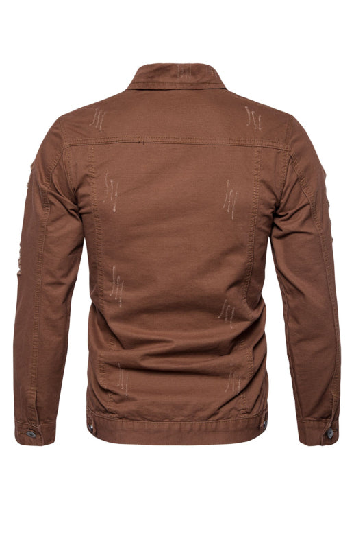 Men's Ripped Jacket Coat Fashion Lapel Jacket