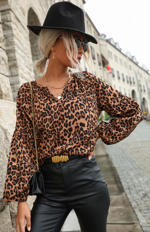 Women's Pullover Leopard Chiffon Shirt