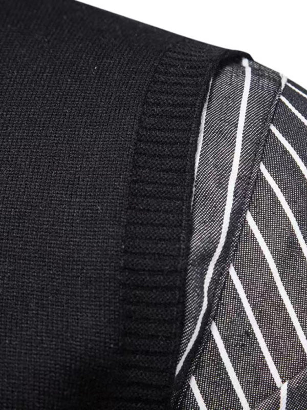 Men's Fake Two Shirts Button Down Shirts Long-Sleeve Work Shirt Spread Collar Tops