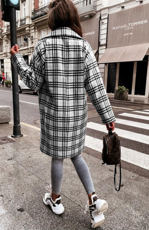 Ladies' Fashionable Double-Breasted Woolen Coat