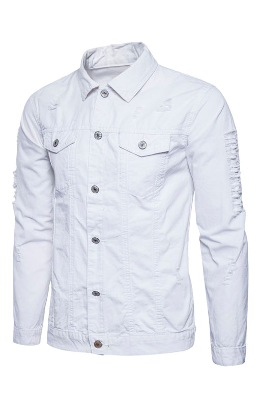 Men's Ripped Jacket Coat Fashion Lapel Jacket
