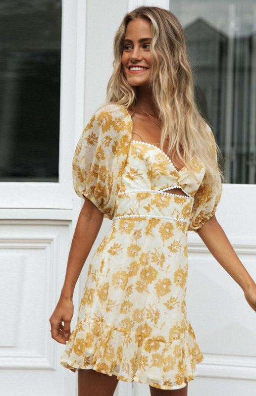 Fashion Versatile Comfortable Seasonal Ladies Floral Dress