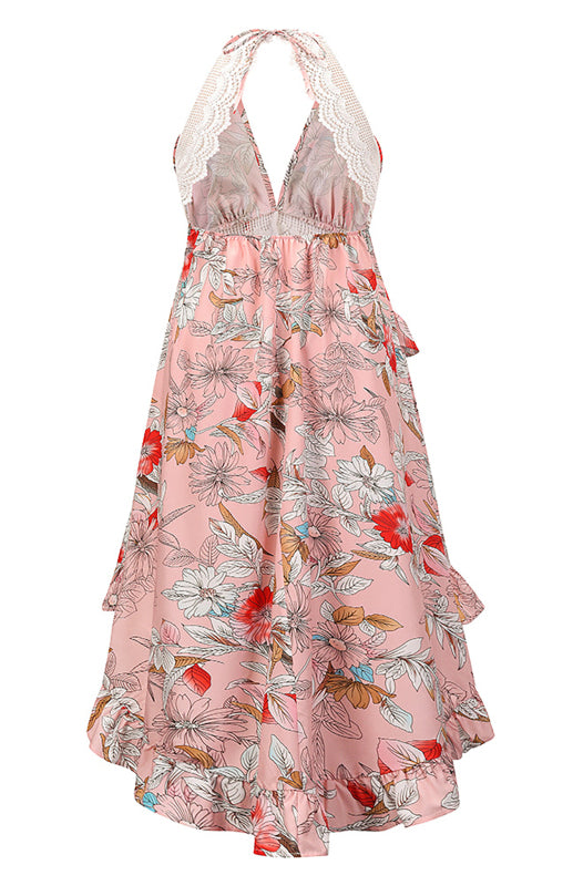 Women's Backless Lace Sling Irregular Skirt Dress