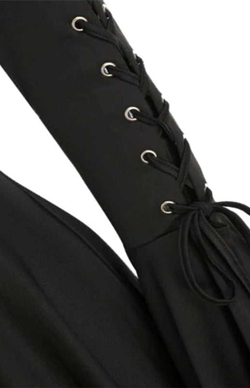 Corns With Hooded Lotus Leaf Sleeves With Irregular Hem Cape Coat