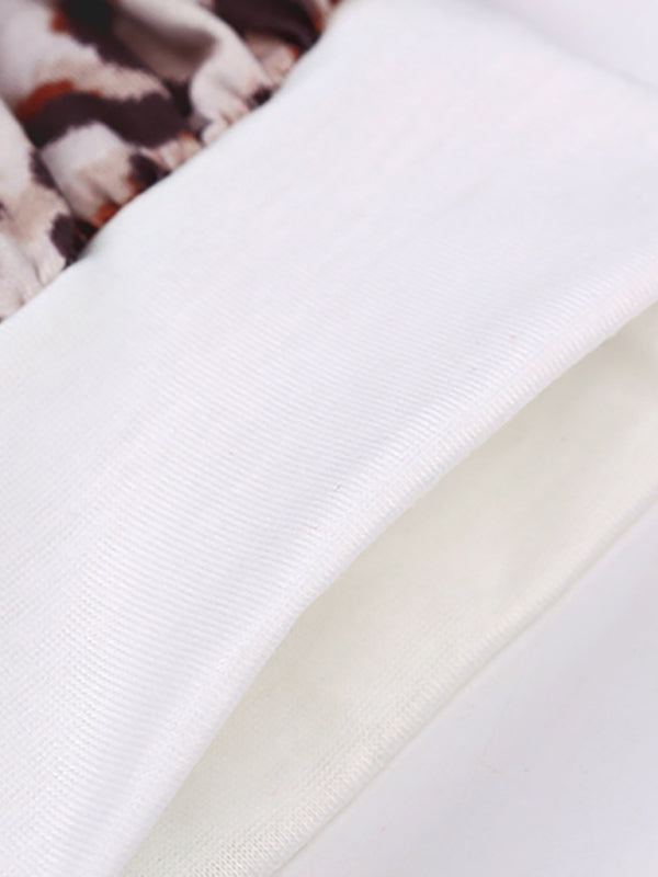 Women's Leopard Print Contrast Casual Trousers