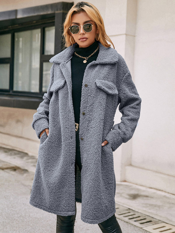 Mid-Length Lapel Belted Single-Breasted Woolen Coat