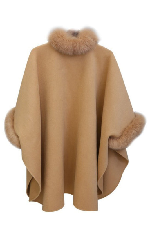 Korean Fox Fur Collar Style Cape Coat Woman