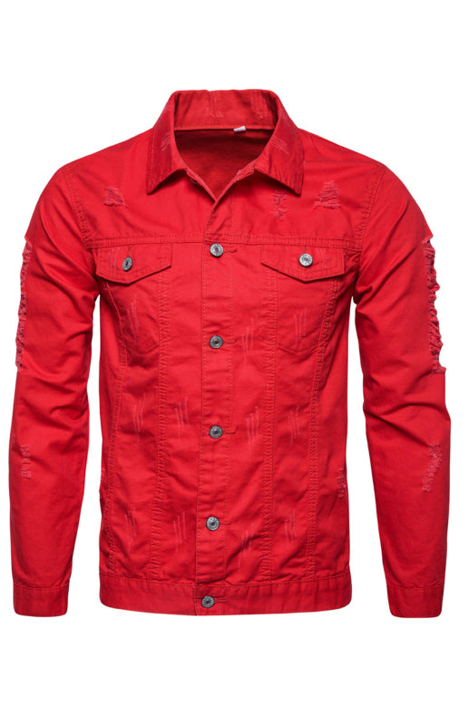 Men's Ripped Jacket Coat Fashion Lapel Jacket