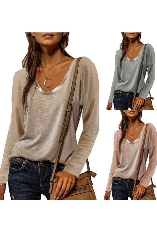 Women's Colorful Long Sleeve Shirt T-Shirt Bottoming Shirt