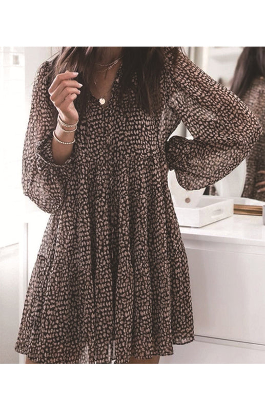 Sexy Snakeskin Printed Long Sleeve Dress