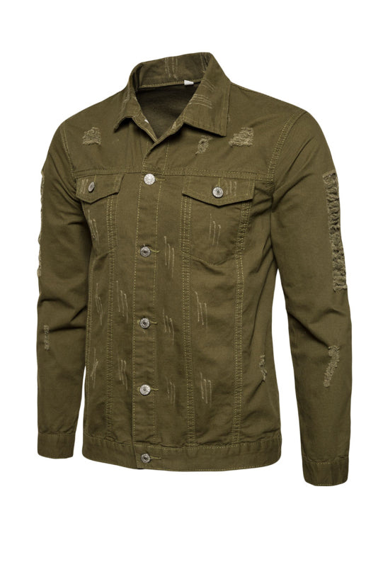 Men's Ripped Jacket Coat Fashion Lapel Jacket