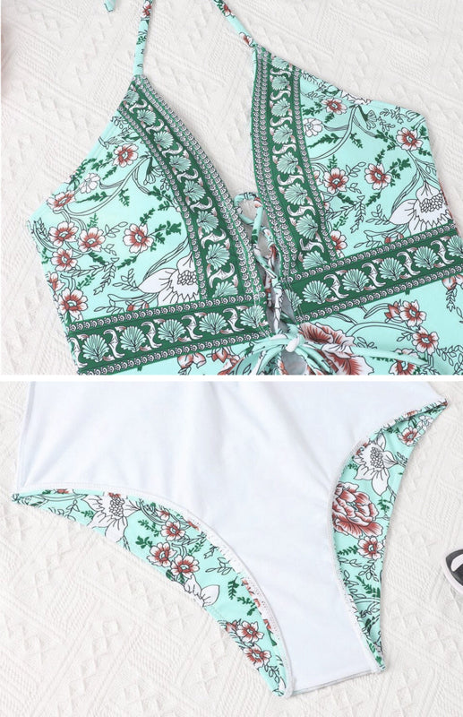 Women's Cutout Print One Piece Swimsuit