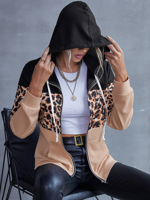Women's Leopard Panel Hooded Jacket