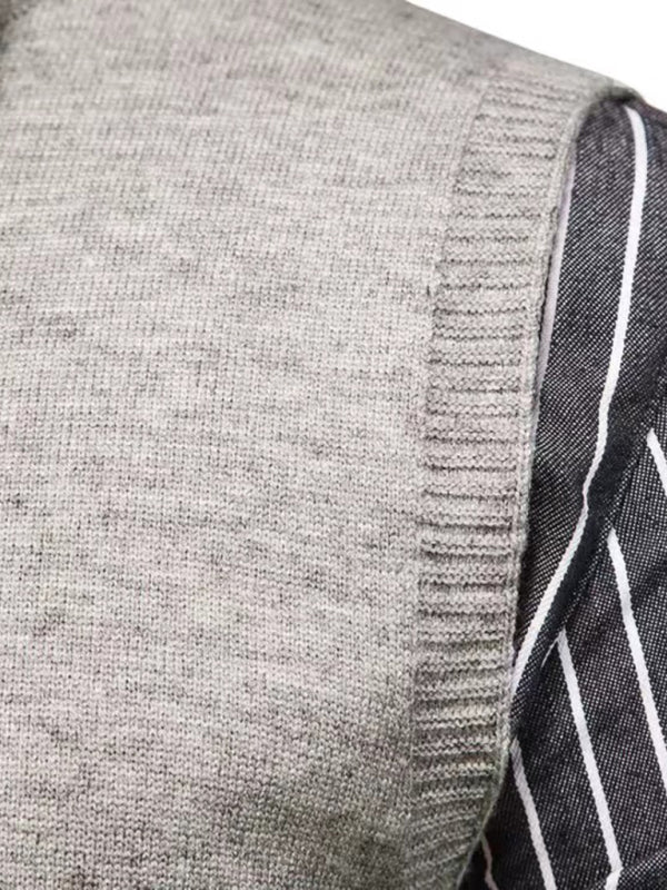 Men's Fake Two Shirts Button Down Shirts Long-Sleeve Work Shirt Spread Collar Tops