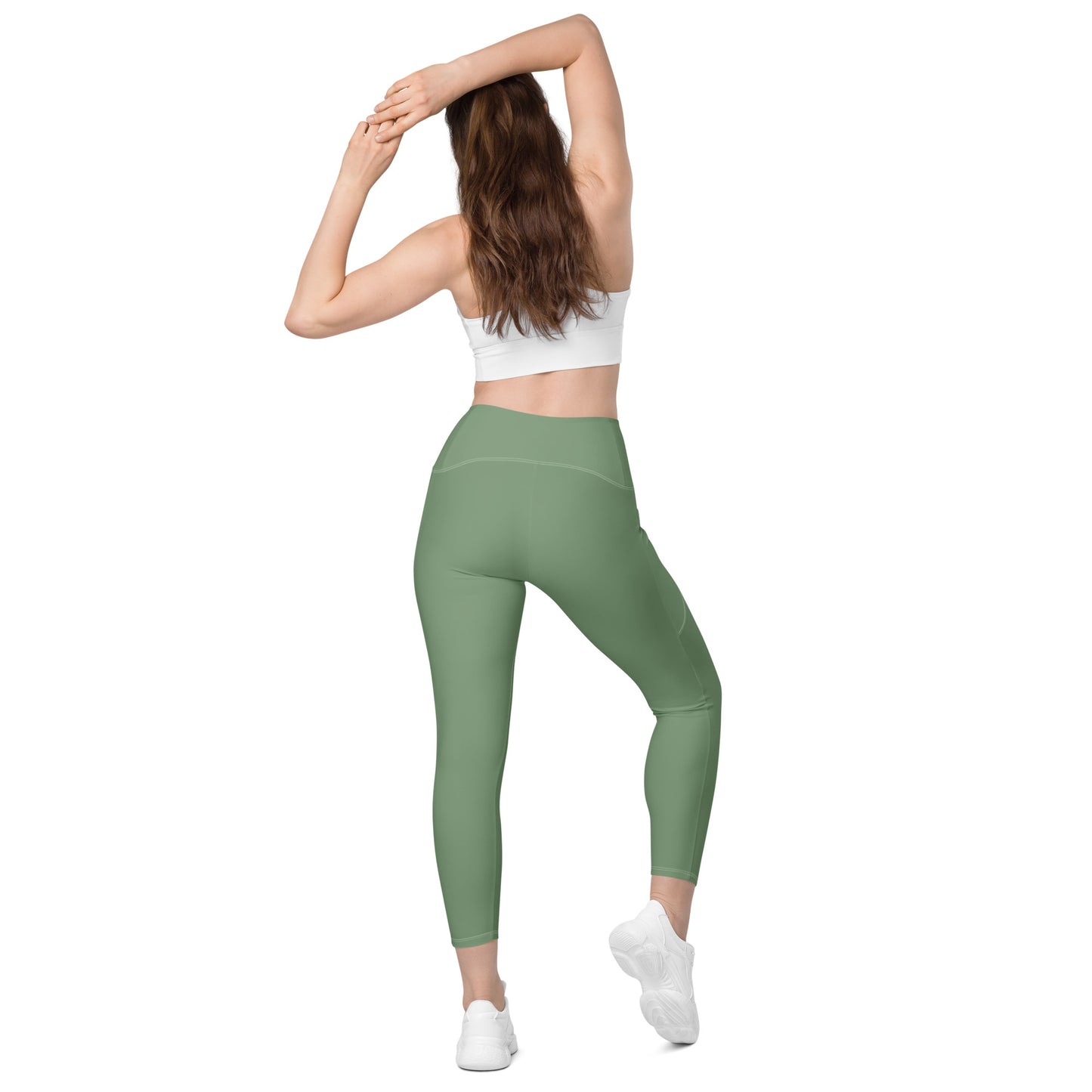 GYMTOK BOUTIQUE-SAGE GREEEN Crossover leggings with pockets
