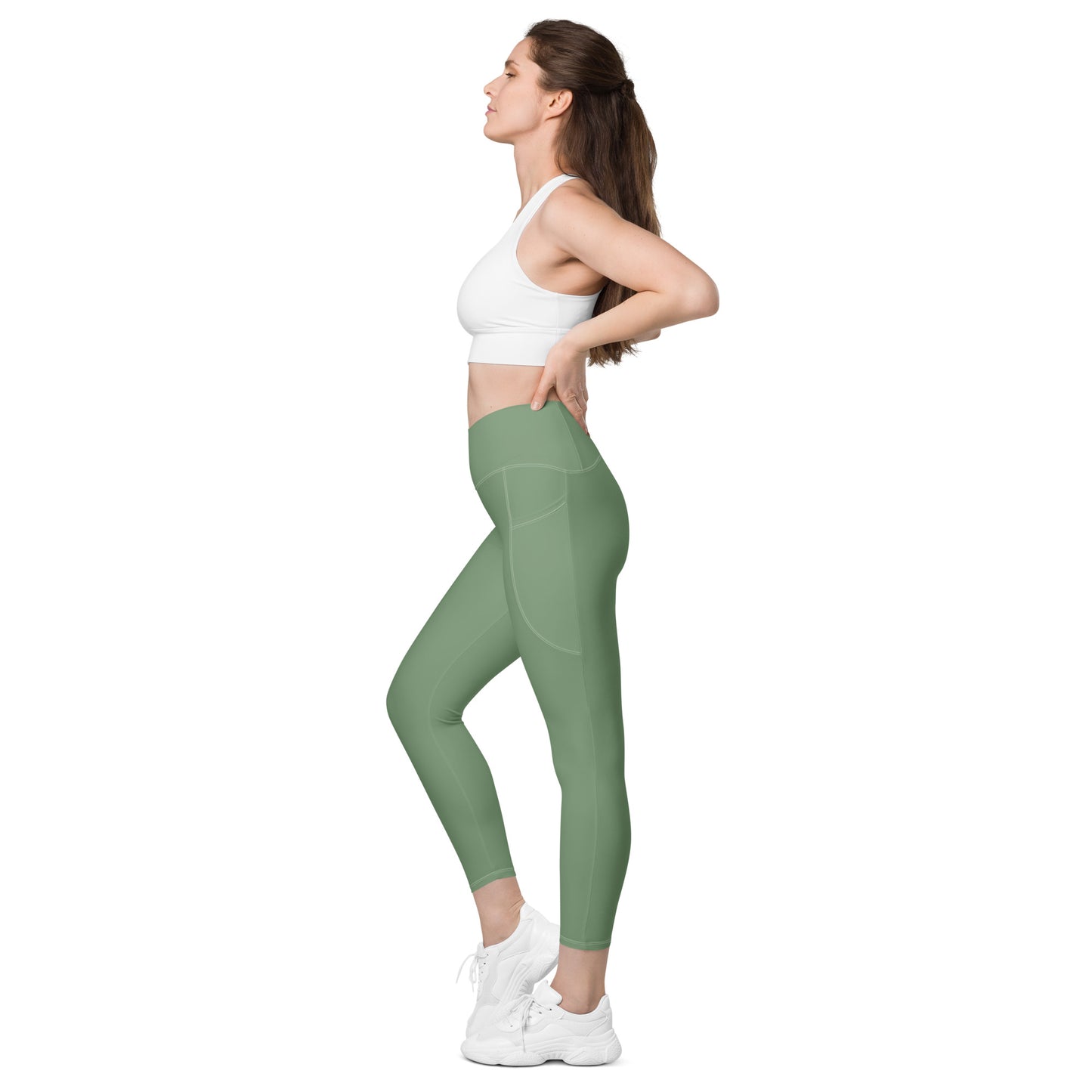 GYMTOK BOUTIQUE-SAGE GREEEN Crossover leggings with pockets