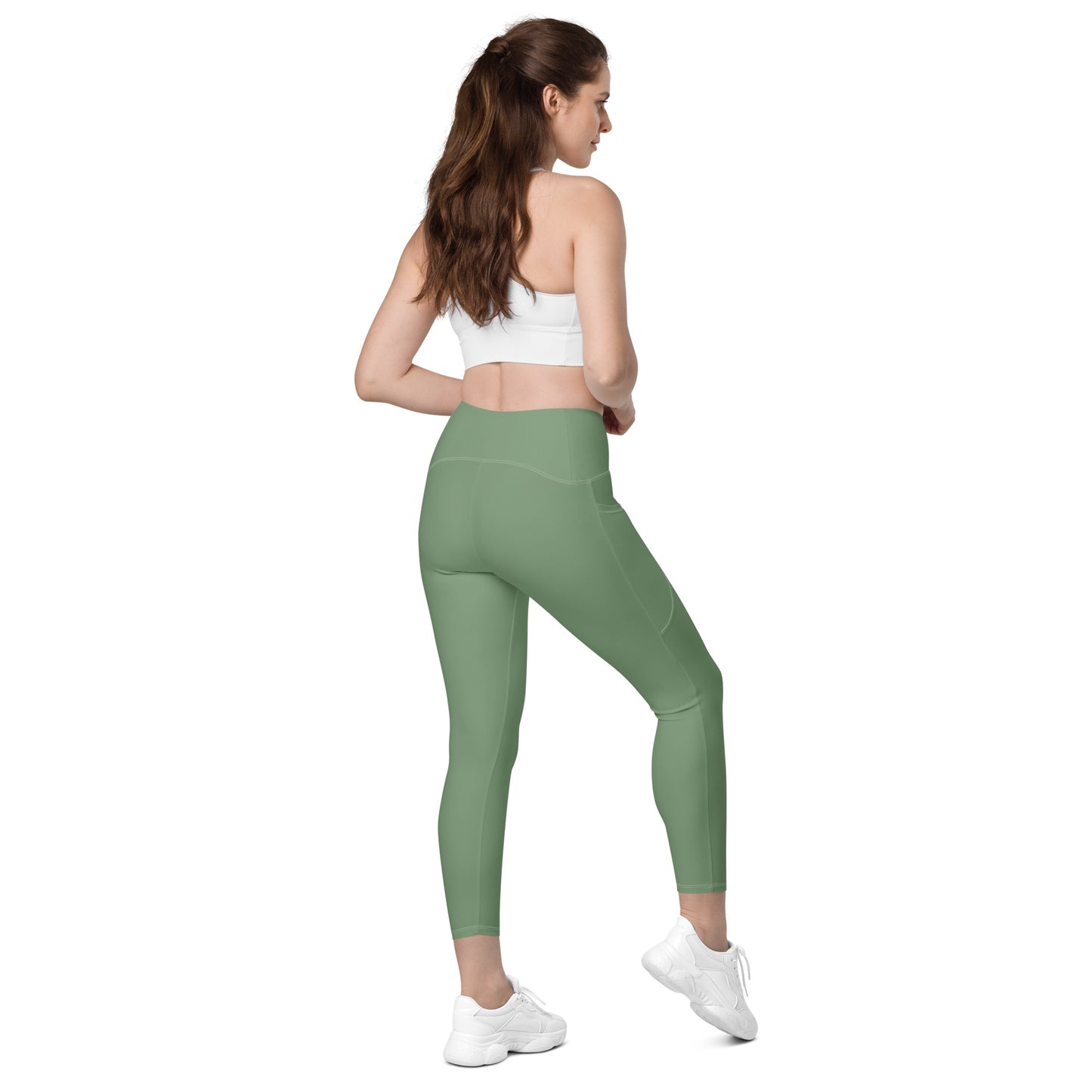 GYMTOK BOUTIQUE-SAGE GREEEN Crossover leggings with pockets