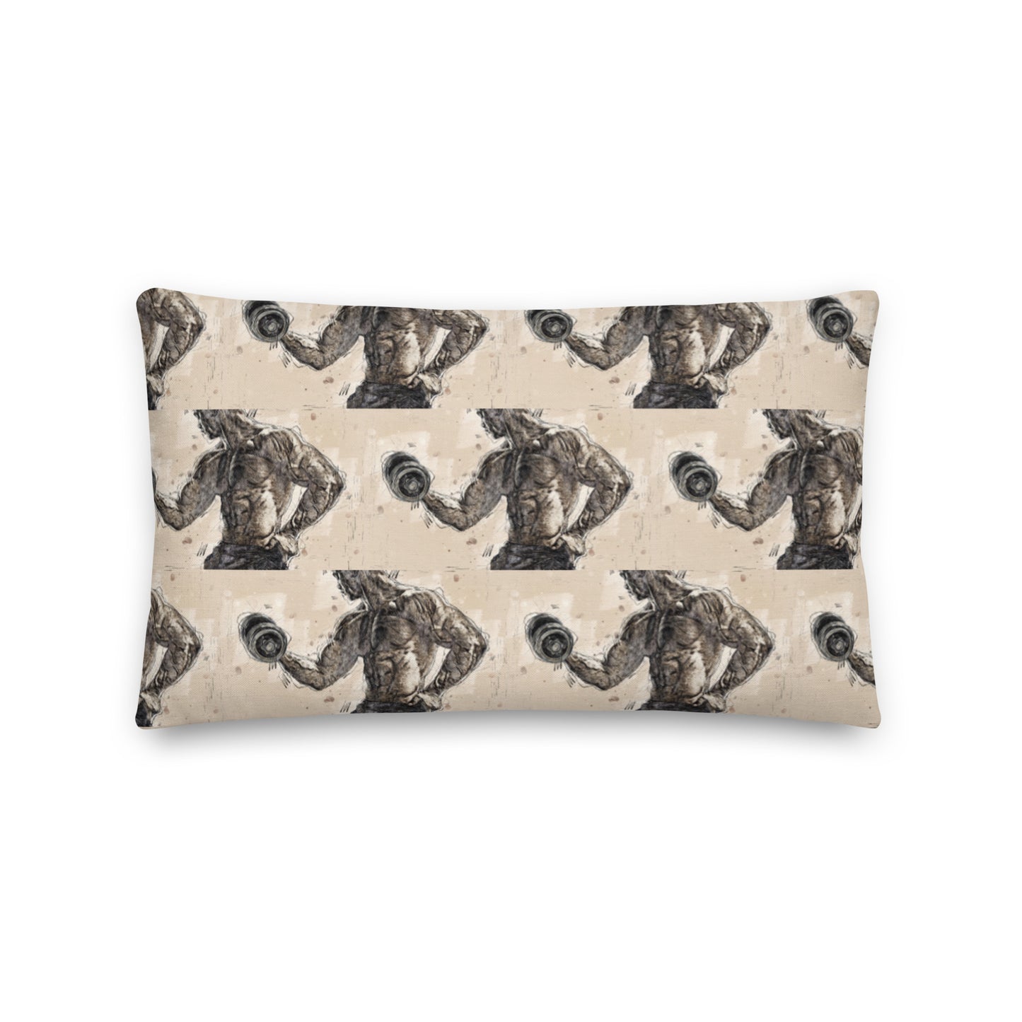 HEALTH IS WEALTH #1----TAUPE AND GREY Premium Pillow