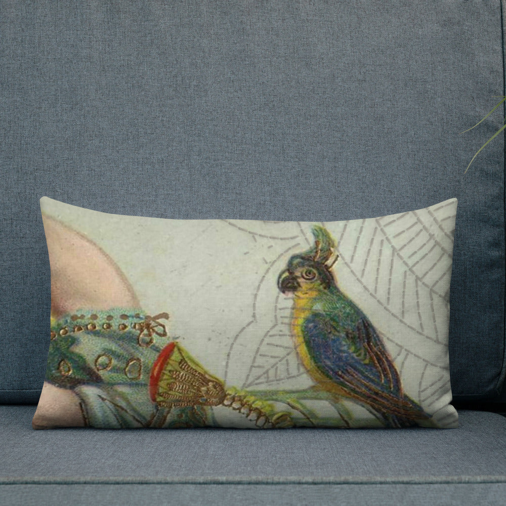 BIRD LADY VINTAGE -Premium Pillow
