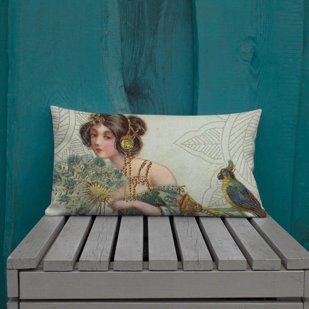 BIRD LADY VINTAGE -Premium Pillow