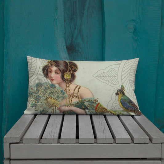 BIRD LADY VINTAGE -Premium Pillow