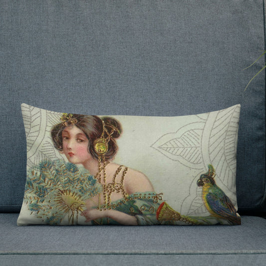 BIRD LADY VINTAGE -Premium Pillow