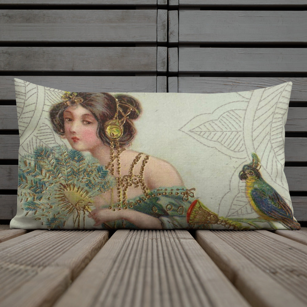 BIRD LADY VINTAGE -Premium Pillow