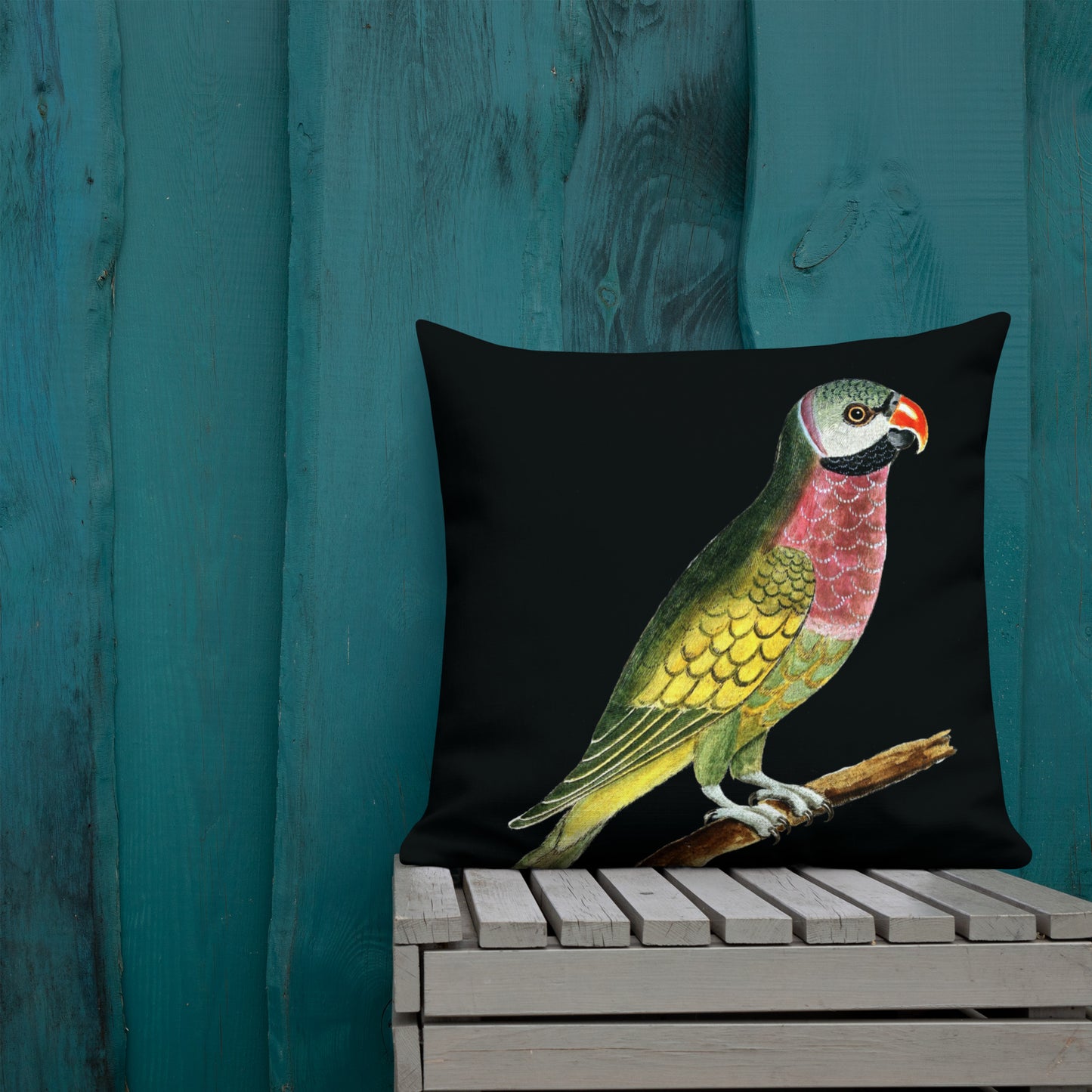 VINTAGE PARROT WITH RED BEAK----FANCY Premium Pillow