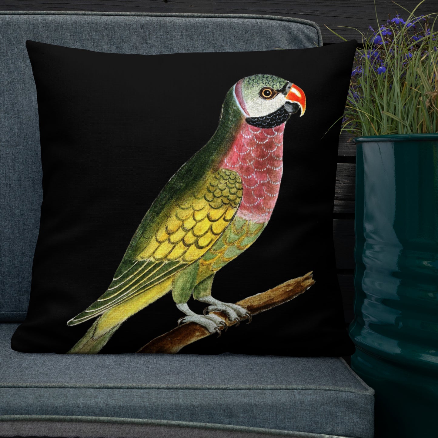 VINTAGE PARROT WITH RED BEAK----FANCY Premium Pillow