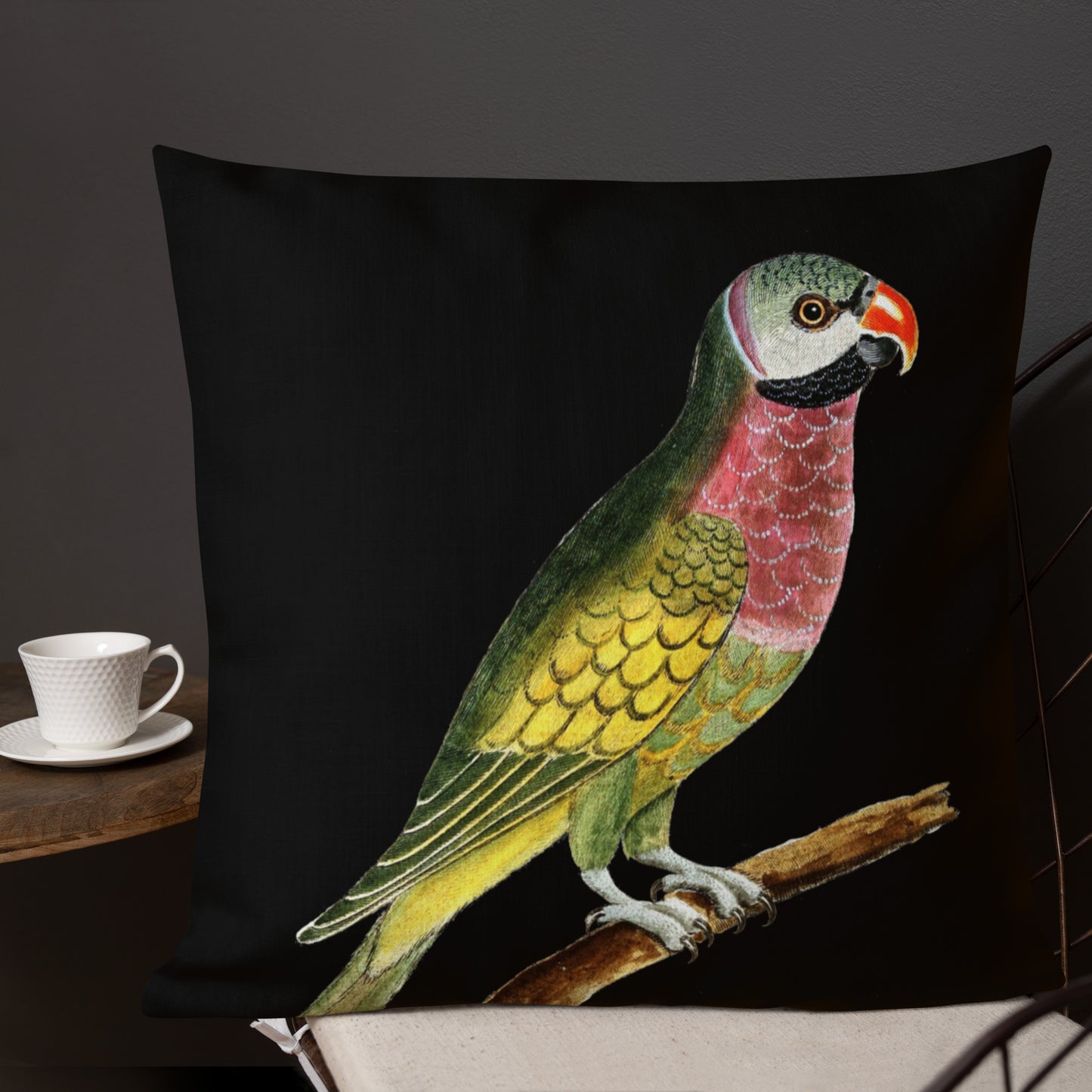 VINTAGE PARROT WITH RED BEAK----FANCY Premium Pillow