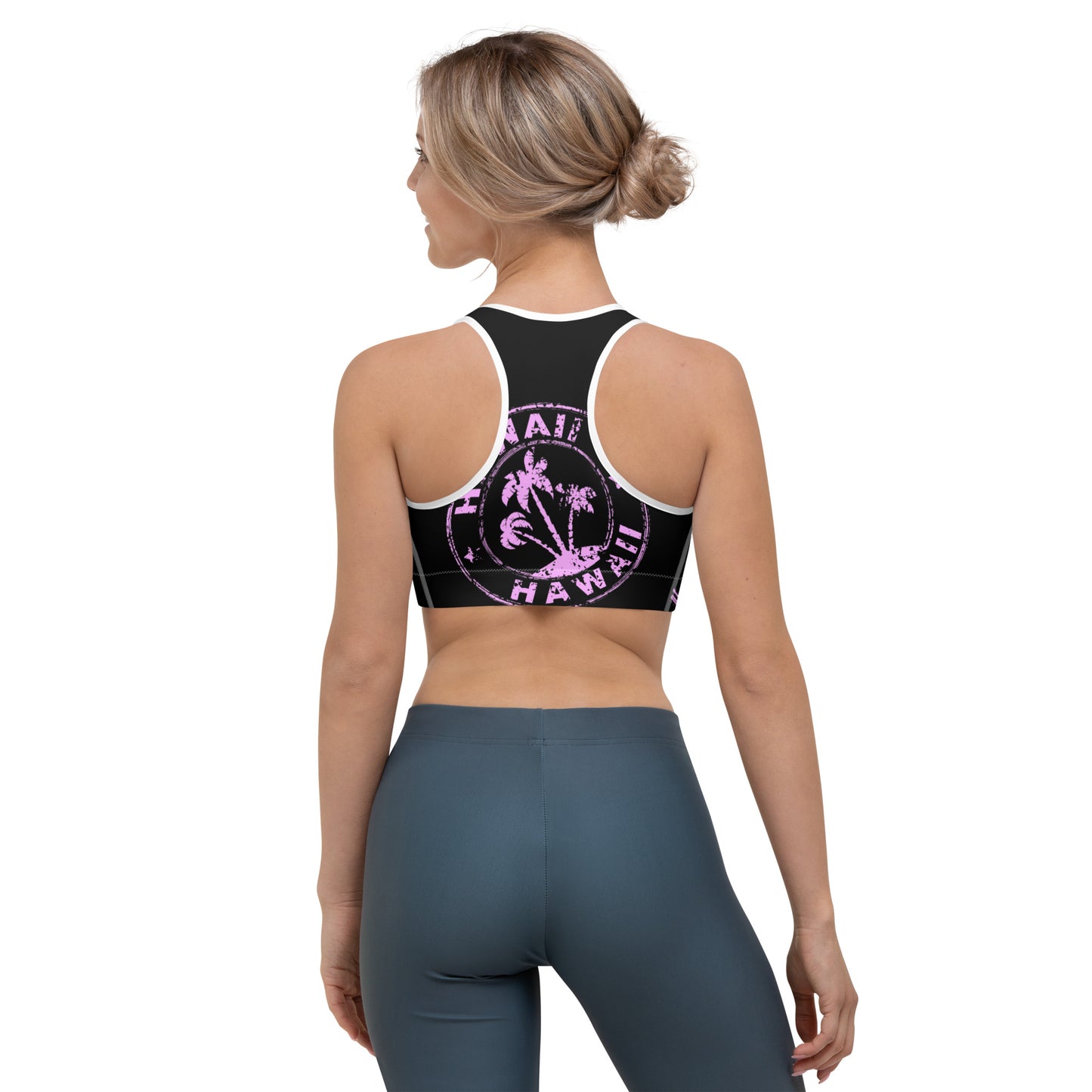 HAWAII LILAC BRIGHTSTAMP -WITH BLACK AS A  SPORT bra-