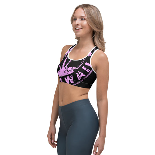 HAWAII LILAC BRIGHTSTAMP -WITH BLACK AS A  SPORT bra-