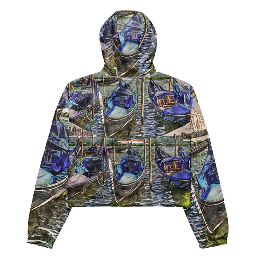 VENICE BOATS PAINTING ON Women’s cropped windbreaker