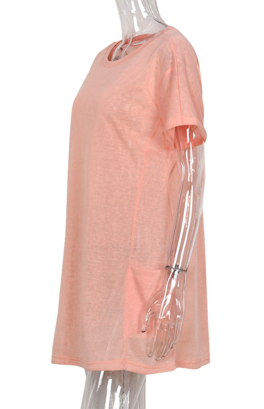 Women's Casual Loose Knit Pocket Round Neck Dress