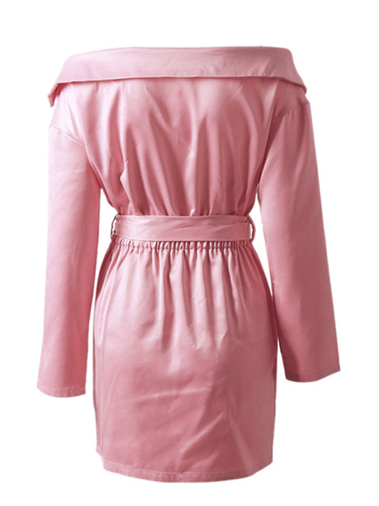 Women's slim band, thin sexy shirt dress