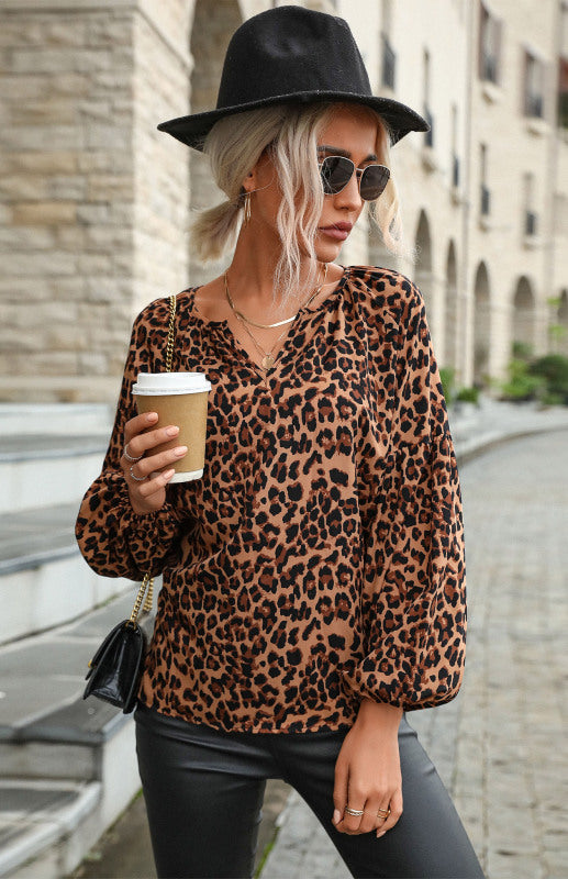 Women's Pullover Leopard Chiffon Shirt