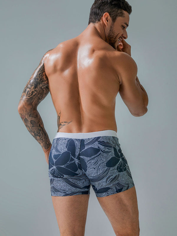 Men's Vintage Print Pocket Lined Swim Shorts