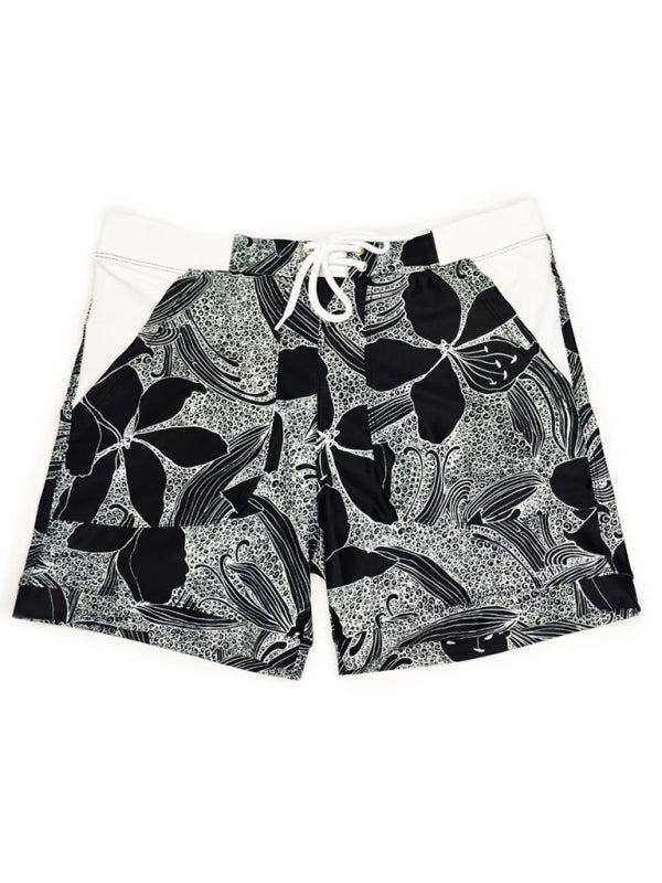 Men's Vintage Print Pocket Lined Swim Shorts