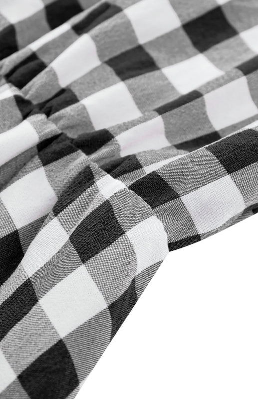 Ladies Spring Summer Fashion Wrap Chest Sleeveless Ruffle Plaid Dress