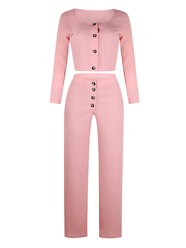 Women's Long Sleeve Cardigan Slim Button Casual Suit