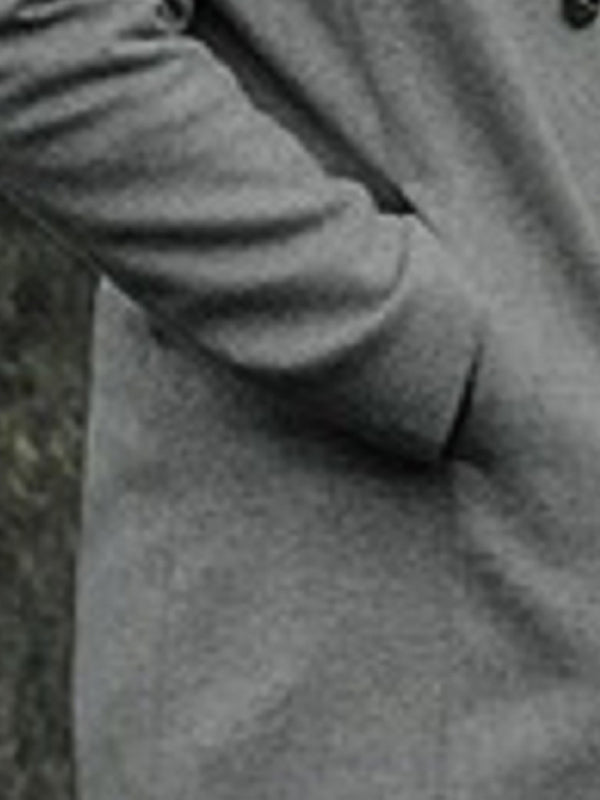 Men's Fashion Trench Coat Stand Collar Casual Woolen Coat Mid Length Coat