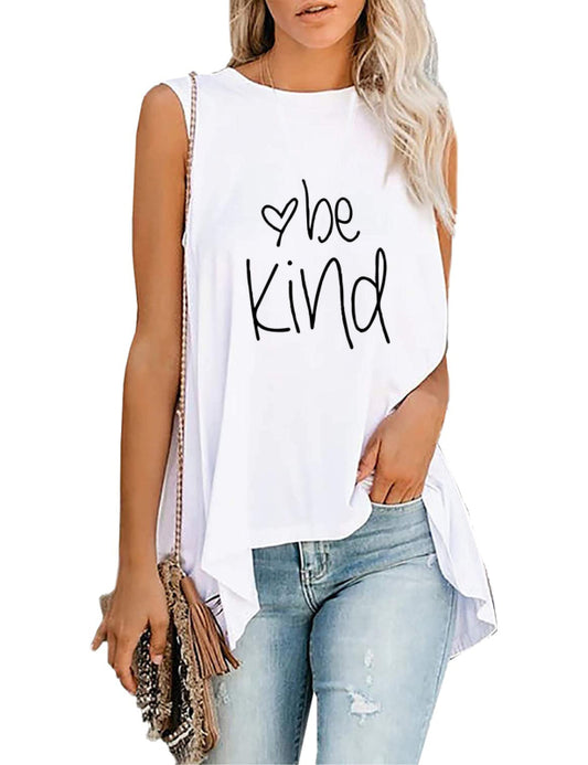 Fashion All-Match Casual  Ladies Sleeveless Printed T-Shirt