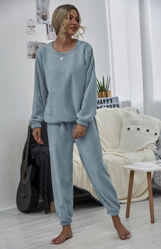 Women's Autumn And Winter Plush Two Piece Set