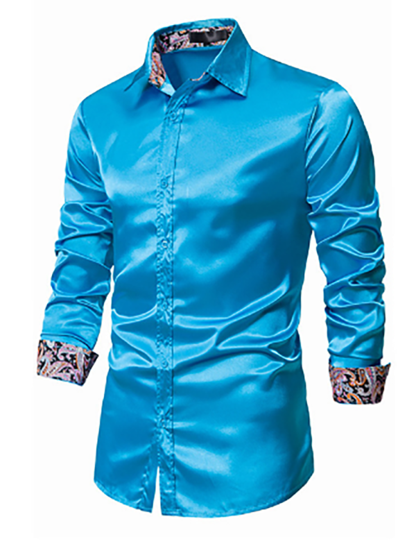 Men's Casual Dress Shirt Button Down Shirts Long-Sleeve Work Shirt Spread Collar Tops