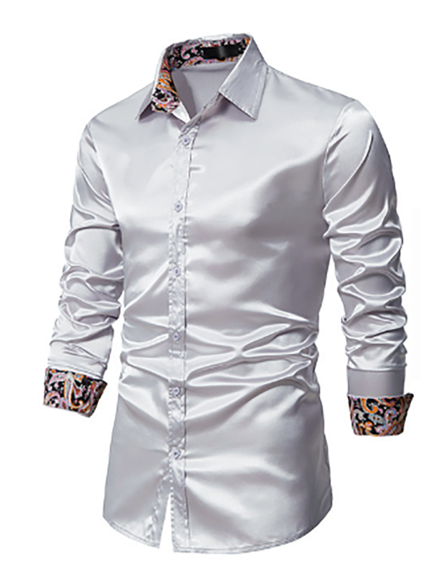 Men's Casual Dress Shirt Button Down Shirts Long-Sleeve Work Shirt Spread Collar Tops