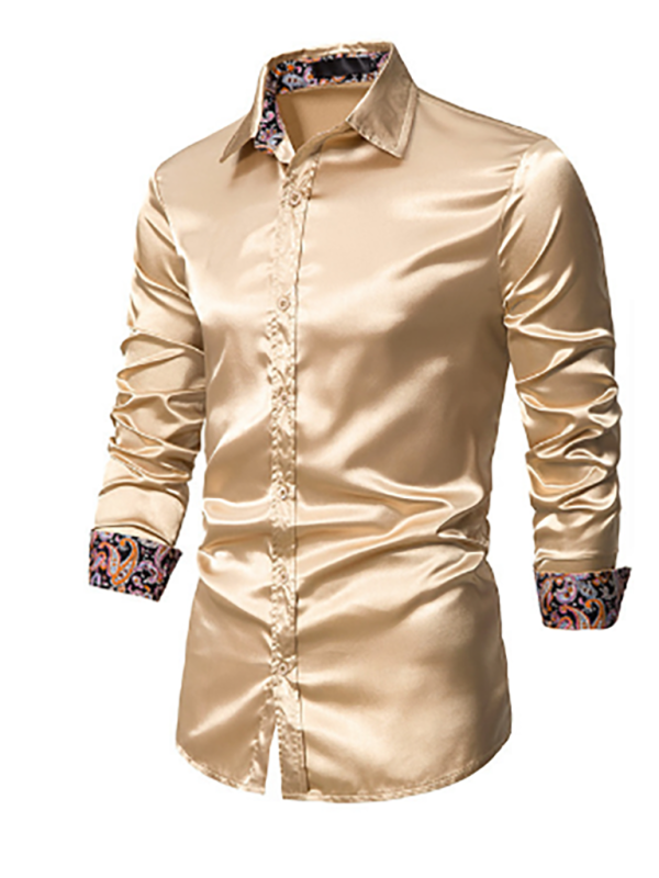 Men's Casual Dress Shirt Button Down Shirts Long-Sleeve Work Shirt Spread Collar Tops