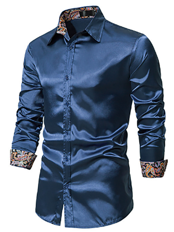 Men's Casual Dress Shirt Button Down Shirts Long-Sleeve Work Shirt Spread Collar Tops